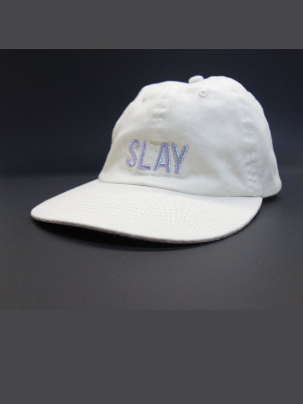 Women's "SLAY" White Iridescent Fun Cap